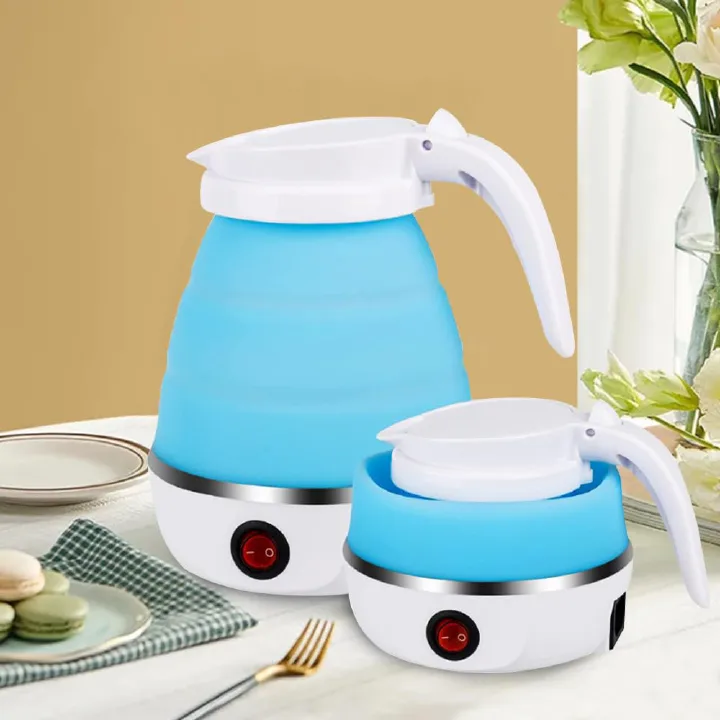 Foldable Portable Electric Kettle With Silicone Body And Stainless Steel Heating Base,Mini Folding Electric Water Boiler,Silicone Portable Kettle,Travel Tea Kettle,Compact Electric Kettle.