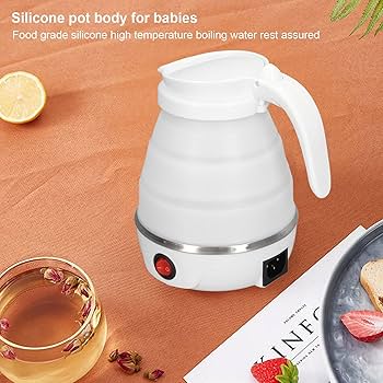 Foldable Portable Electric Kettle With Silicone Body And Stainless Steel Heating Base,Mini Folding Electric Water Boiler,Silicone Portable Kettle,Travel Tea Kettle,Compact Electric Kettle.