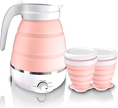 Foldable Portable Electric Kettle With Silicone Body And Stainless Steel Heating Base,Mini Folding Electric Water Boiler,Silicone Portable Kettle,Travel Tea Kettle,Compact Electric Kettle.