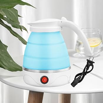 Foldable Portable Electric Kettle With Silicone Body And Stainless Steel Heating Base,Mini Folding Electric Water Boiler,Silicone Portable Kettle,Travel Tea Kettle,Compact Electric Kettle.