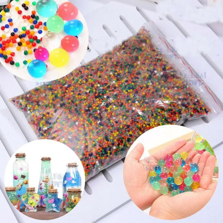 10,000 Pieces Hydrogel Water Beads expand in water to create attractive decorative fillers for flower vases, party arrangements, wedding displays and indoor plant setups.Suitable for vases, jars etc .