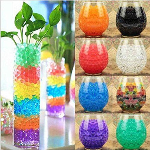 10,000 Pieces Hydrogel Water Beads expand in water to create attractive decorative fillers for flower vases, party arrangements, wedding displays and indoor plant setups.Suitable for vases, jars etc .