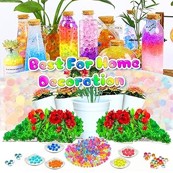 10,000 Pieces Hydrogel Water Beads expand in water to create attractive decorative fillers for flower vases, party arrangements, wedding displays and indoor plant setups.Suitable for vases, jars etc .