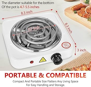 Single Coil Electric Hotplate,BSD-1010B Portable 1000W Electric Hot Plate Cooker - Single Burner it's designed for quick heating and even distribution, ensuring your meals are cooked to perfection.