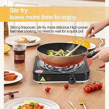 Single Coil Electric Hotplate,BSD-1010B Portable 1000W Electric Hot Plate Cooker - Single Burner it's designed for quick heating and even distribution, ensuring your meals are cooked to perfection.