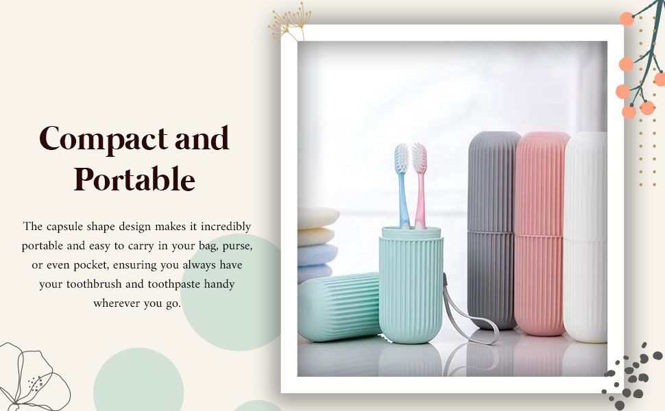 2Pc Capsule Shape Travel Toothbrush Toothpaste Case Holder Portable for non-slip, solid case which is large enough for toothbrush but conveniently fits into your toiletry bag.