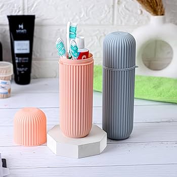 2Pc Capsule Shape Travel Toothbrush Toothpaste Case Holder Portable for non-slip, solid case which is large enough for toothbrush but conveniently fits into your toiletry bag.