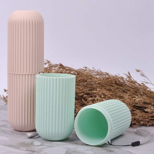 2Pc Capsule Shape Travel Toothbrush Toothpaste Case Holder Portable for non-slip, solid case which is large enough for toothbrush but conveniently fits into your toiletry bag.