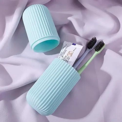 2Pc Capsule Shape Travel Toothbrush Toothpaste Case Holder Portable for non-slip, solid case which is large enough for toothbrush but conveniently fits into your toiletry bag.