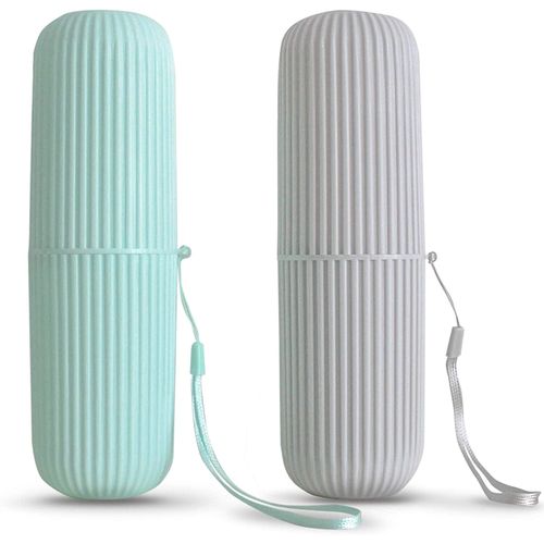 2Pc Capsule Shape Travel Toothbrush Toothpaste Case Holder Portable for non-slip, solid case which is large enough for toothbrush but conveniently fits into your toiletry bag.