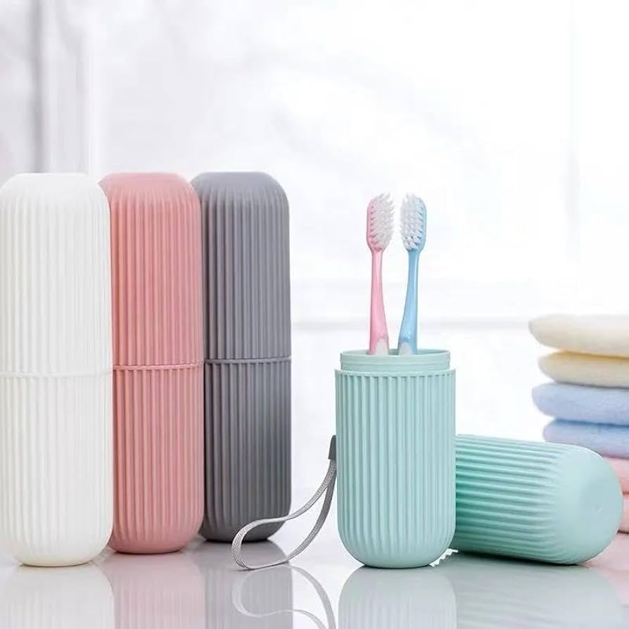 2Pc Capsule Shape Travel Toothbrush Toothpaste Case Holder Portable for non-slip, solid case which is large enough for toothbrush but conveniently fits into your toiletry bag.