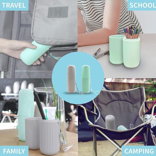 2Pc Capsule Shape Travel Toothbrush Toothpaste Case Holder Portable for non-slip, solid case which is large enough for toothbrush but conveniently fits into your toiletry bag.