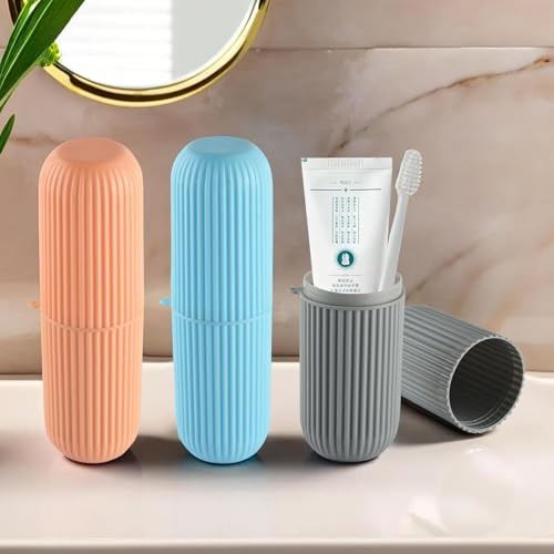 2Pc Capsule Shape Travel Toothbrush Toothpaste Case Holder Portable for non-slip, solid case which is large enough for toothbrush but conveniently fits into your toiletry bag.