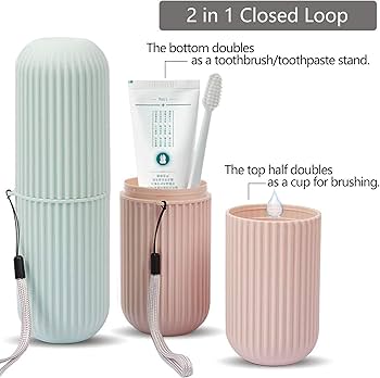 2Pc Capsule Shape Travel Toothbrush Toothpaste Case Holder Portable for non-slip, solid case which is large enough for toothbrush but conveniently fits into your toiletry bag.