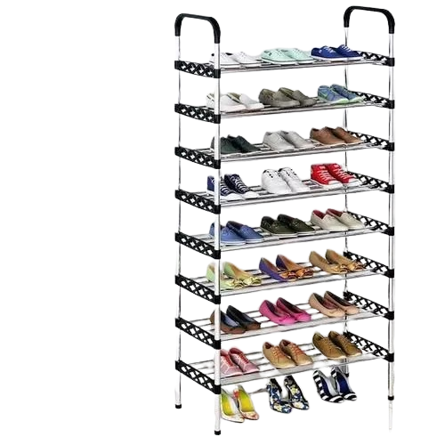 8-Layer Shoe Rack Organizer – Multi-Tier Space Saving Shoe Storage Shelf for Home & Office multi-tier shoe storage shelf provides ample space to neatly arrange sneakers, heels, flats, sandals etc.