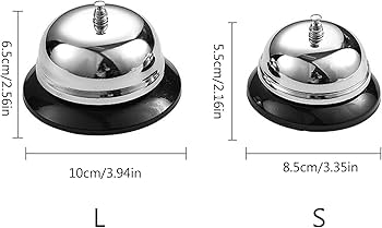 Call Bell - Table Bell, Reception Bell, Stainless Steel the ringing of the desk is loud, even in a loud restaurant or outdoors, you can hear the sound calibre: 10 cm. Height: 8 cm