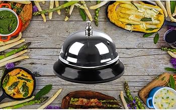 Call Bell - Table Bell, Reception Bell, Stainless Steel the ringing of the desk is loud, even in a loud restaurant or outdoors, you can hear the sound calibre: 10 cm. Height: 8 cm