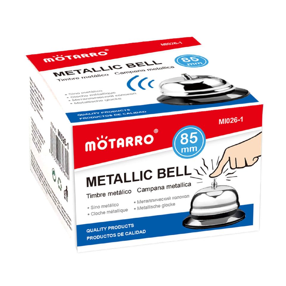 Call Bell - Table Bell, Reception Bell, Stainless Steel the ringing of the desk is loud, even in a loud restaurant or outdoors, you can hear the sound calibre: 10 cm. Height: 8 cm