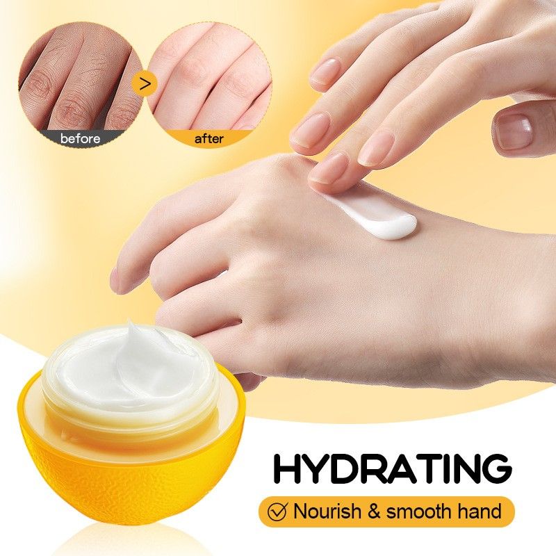 Sadoer Hydrate & Nourish Lemon Hand Cream, a moisturizing product designed to soften and repair dry, rough skin on the hands.