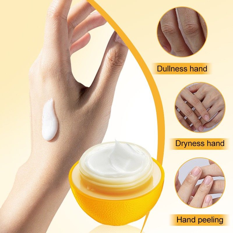 Sadoer Hydrate & Nourish Lemon Hand Cream, a moisturizing product designed to soften and repair dry, rough skin on the hands.