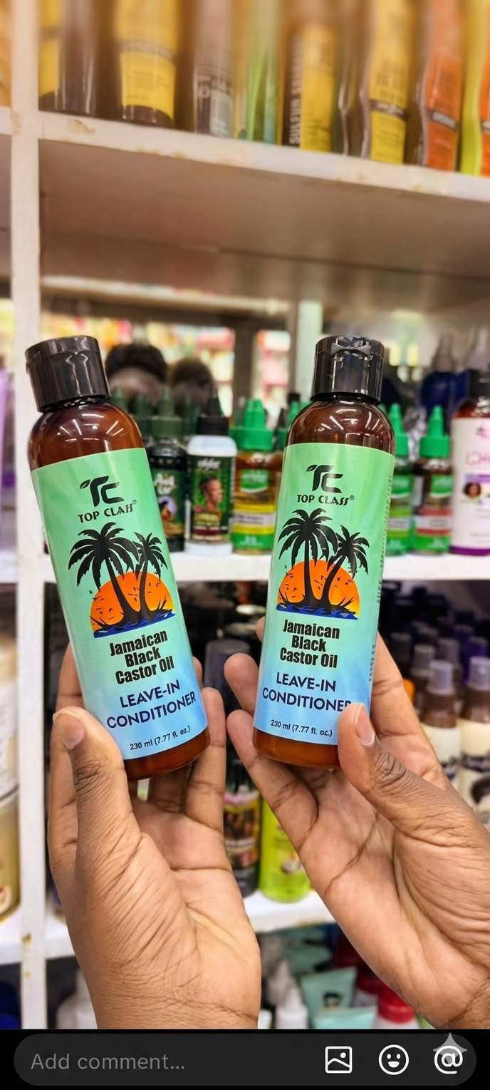 Top Class Jamaican Black Castor-Leave In Conditioner blend of black castor oil and botanical extracts, this conditioner provides lightweight nourishment and moisture that help minimize hair breakage.