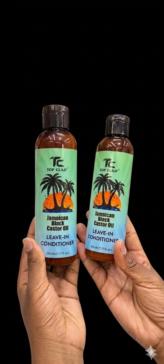 Top Class Jamaican Black Castor-Leave In Conditioner blend of black castor oil and botanical extracts, this conditioner provides lightweight nourishment and moisture that help minimize hair breakage.