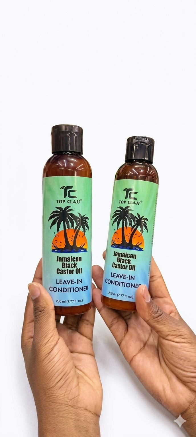 Top Class Jamaican Black Castor-Leave In Conditioner blend of black castor oil and botanical extracts, this conditioner provides lightweight nourishment and moisture that help minimize hair breakage.