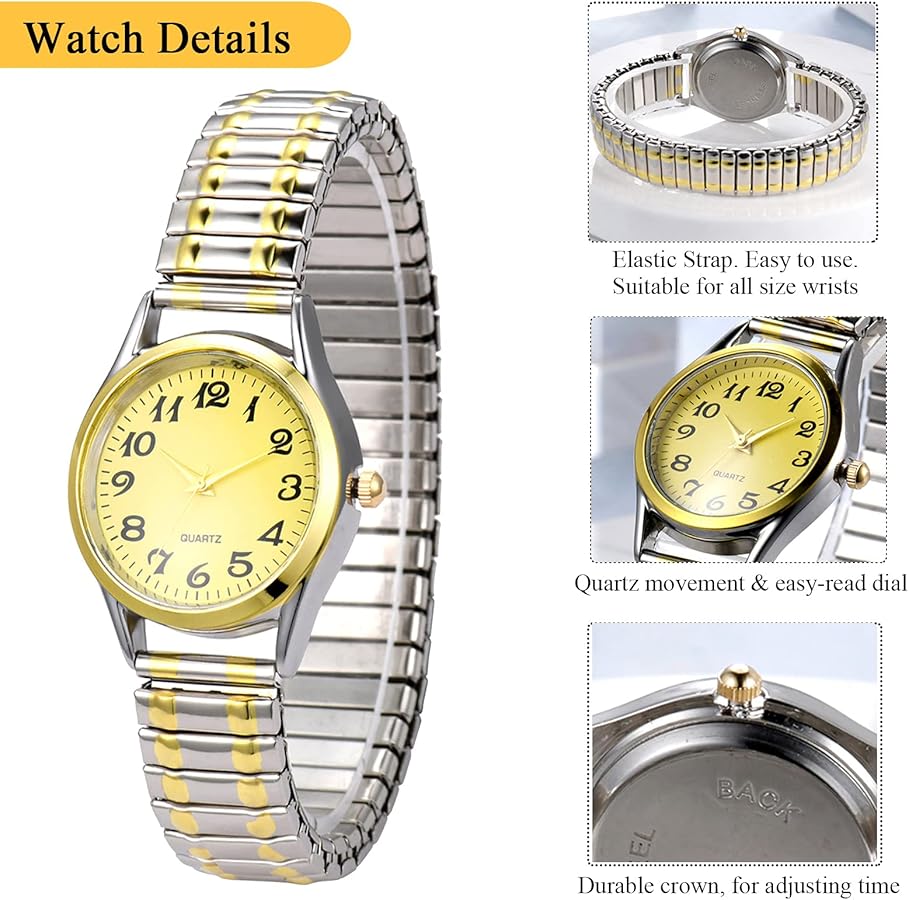 Luminous Valentines Couple Wrist Watch Elastic Bracelet Strap Couples Wristwatch For Men Ladies Women style bracelet, typically made of stainless steel or aluminum, designed to stretch over the hand.