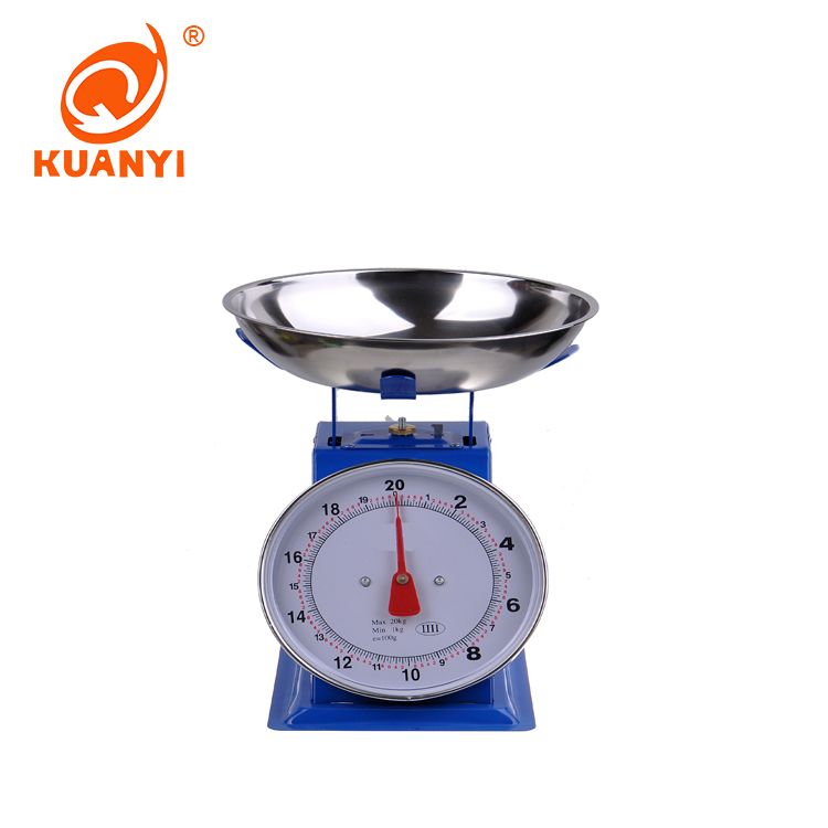20kgs kitchen balance scale It features a clear, graduated display for accurate readings and a top loop and bottom hook for convenient use.is a reliable and easy-to-use mechanical weighing tool design