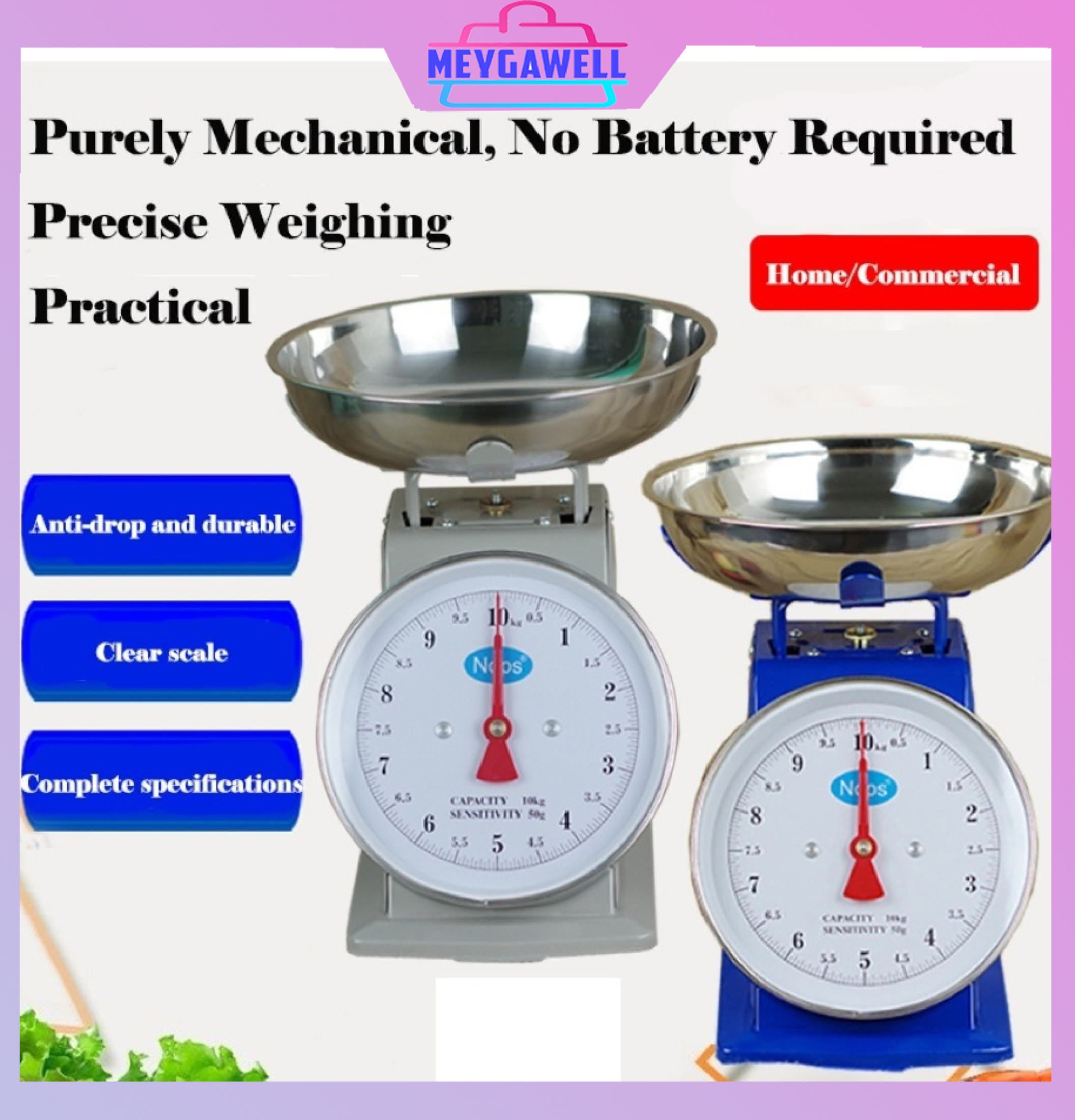 20kgs kitchen balance scale It features a clear, graduated display for accurate readings and a top loop and bottom hook for convenient use.is a reliable and easy-to-use mechanical weighing tool design