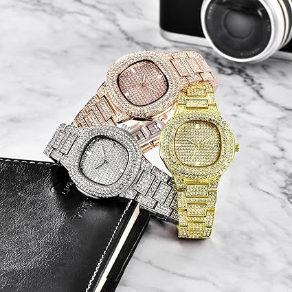 Sekou Ice watch brand new ice .Full rhinestone or crystal coverage on the dial and metal chain strap as unisex, often styled with an oblong case and protective "ear" designs around the crown.