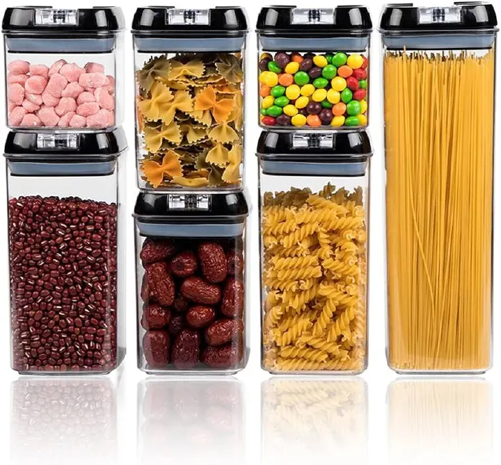 Acrylic 7pcs food storage containers set includes a variety of sizes, making it ideal for storing pasta, candies, lentils, marshmallows, cereals, and more help keep your dry foods fresh while maintain