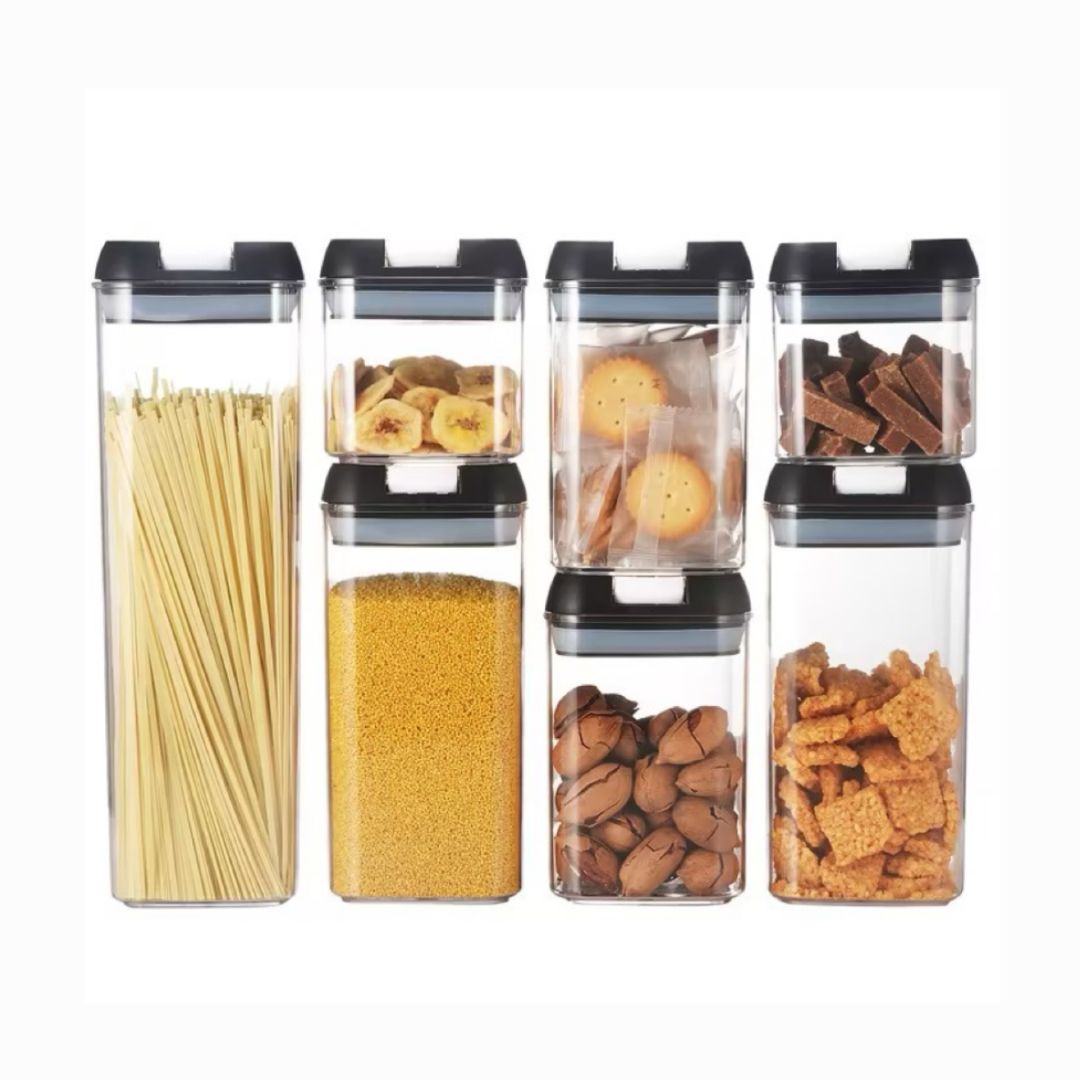 Acrylic 7pcs food storage containers set includes a variety of sizes, making it ideal for storing pasta, candies, lentils, marshmallows, cereals, and more help keep your dry foods fresh while maintain