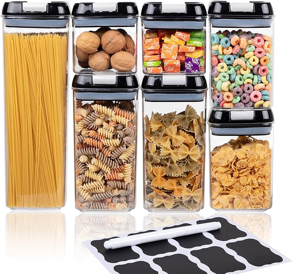Acrylic 7pcs food storage containers set includes a variety of sizes, making it ideal for storing pasta, candies, lentils, marshmallows, cereals, and more help keep your dry foods fresh while maintain