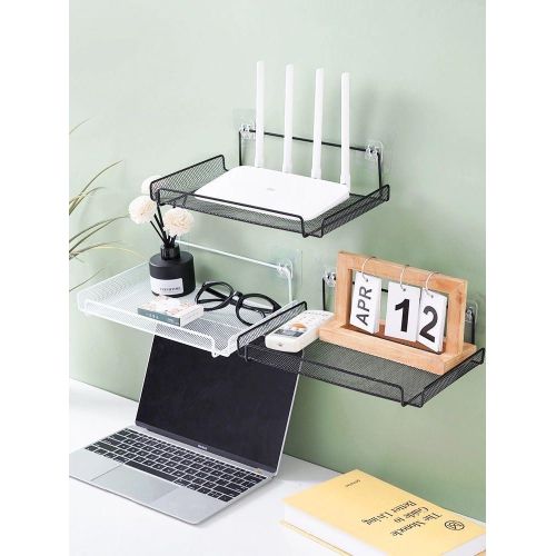 WiFi Router Shelf Wall Mount Shelf WiFi Router Storage Holder For TV Box Set Top Box TV Accessories helps organize cables, save desk space, and can even improve your signal by elevating the device.