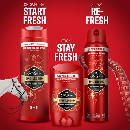 Old Spice Epic legend 3 in 1 shower gel 400ml.The fantastic scent of Old Spice makes us unforgettable, we practically become the centre of the universe