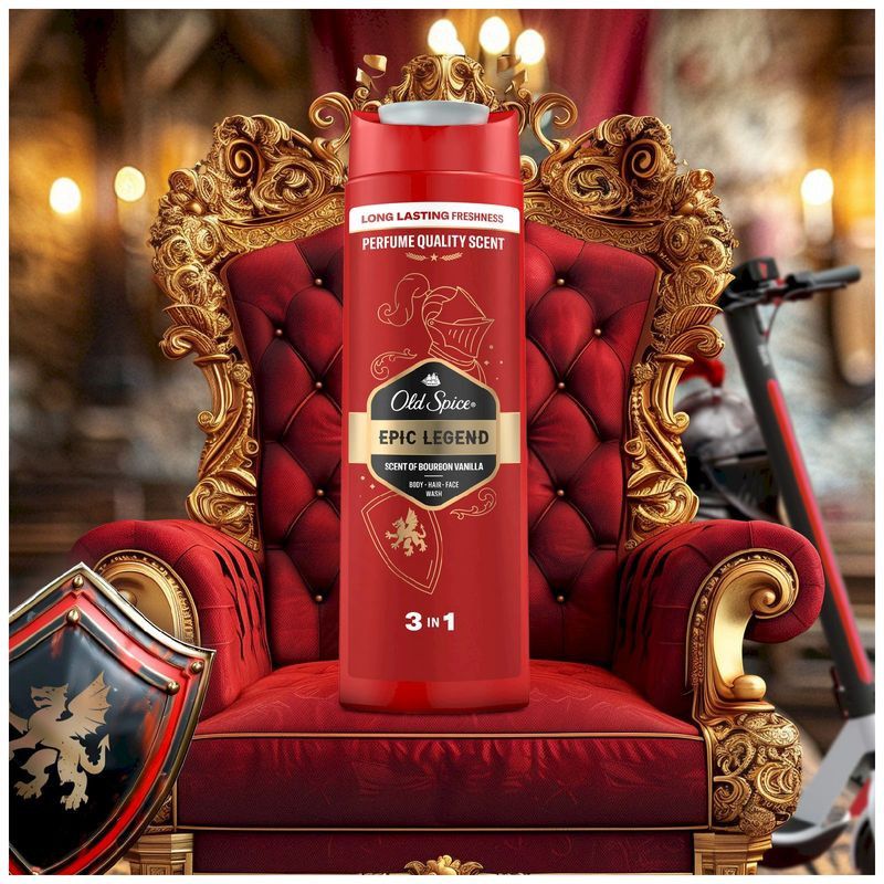 Old Spice Epic legend 3 in 1 shower gel 400ml.The fantastic scent of Old Spice makes us unforgettable, we practically become the centre of the universe