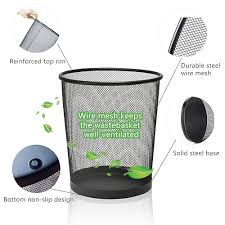 Dustbin Mesh Classy Black- (Small, Medium & Big).Suitable for disposing of dry wastepaper in living rooms, bathrooms, or workspaces. Lightweight, circular, tapered, and open-top design for ventilation