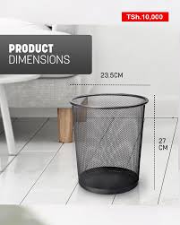 Dustbin Mesh Classy Black- (Small, Medium & Big).Suitable for disposing of dry wastepaper in living rooms, bathrooms, or workspaces. Lightweight, circular, tapered, and open-top design for ventilation