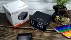 Kisonli G8 Bluetooth Alarm Clock Speaker. It includes an alarm clock, LCD display, hands-free calling via built-in microphone, FM radio, and supports USB, TF/SD card, and AUX inputs.