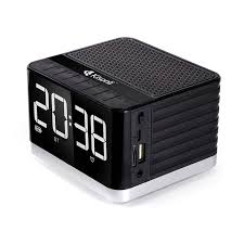 Kisonli G8 Bluetooth Alarm Clock Speaker. It includes an alarm clock, LCD display, hands-free calling via built-in microphone, FM radio, and supports USB, TF/SD card, and AUX inputs.