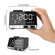 Kisonli G8 Bluetooth Alarm Clock Speaker. It includes an alarm clock, LCD display, hands-free calling via built-in microphone, FM radio, and supports USB, TF/SD card, and AUX inputs.