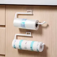 Self-adhesive paper towel holder designed for mounting under cabinets or on walls is made of high quality plastic material, you can use it for a long time because it is not easy to get rust.