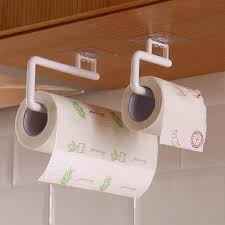 Self-adhesive paper towel holder designed for mounting under cabinets or on walls is made of high quality plastic material, you can use it for a long time because it is not easy to get rust.