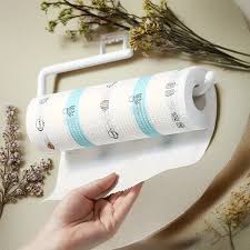 Self-adhesive paper towel holder designed for mounting under cabinets or on walls is made of high quality plastic material, you can use it for a long time because it is not easy to get rust.