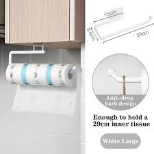 Self-adhesive paper towel holder designed for mounting under cabinets or on walls is made of high quality plastic material, you can use it for a long time because it is not easy to get rust.