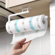 Self-adhesive paper towel holder designed for mounting under cabinets or on walls is made of high quality plastic material, you can use it for a long time because it is not easy to get rust.