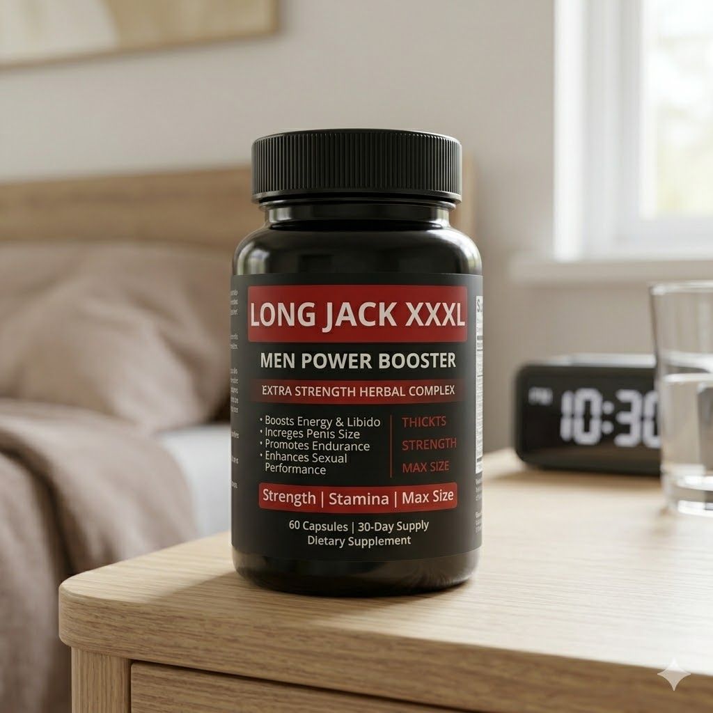 Long Jack XXXL Men Power Booster," a dietary supplement marketed for sexual enhancement and energy.