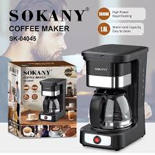 Sokany Coffee Maker SK-04045 drip coffee maker, a compact electric machine designed for home or office use. This 650W appliance features a 750ml water tank, typically suitable for brewing 6cups.