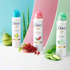 Dove deo spray pomegranate, 150ml Dove Antiperspirant Deodorant Sprays, primarily from the Go Fresh and Nourishing Secrets lines or providing long-lasting protection (up to 48 or 72 hours.